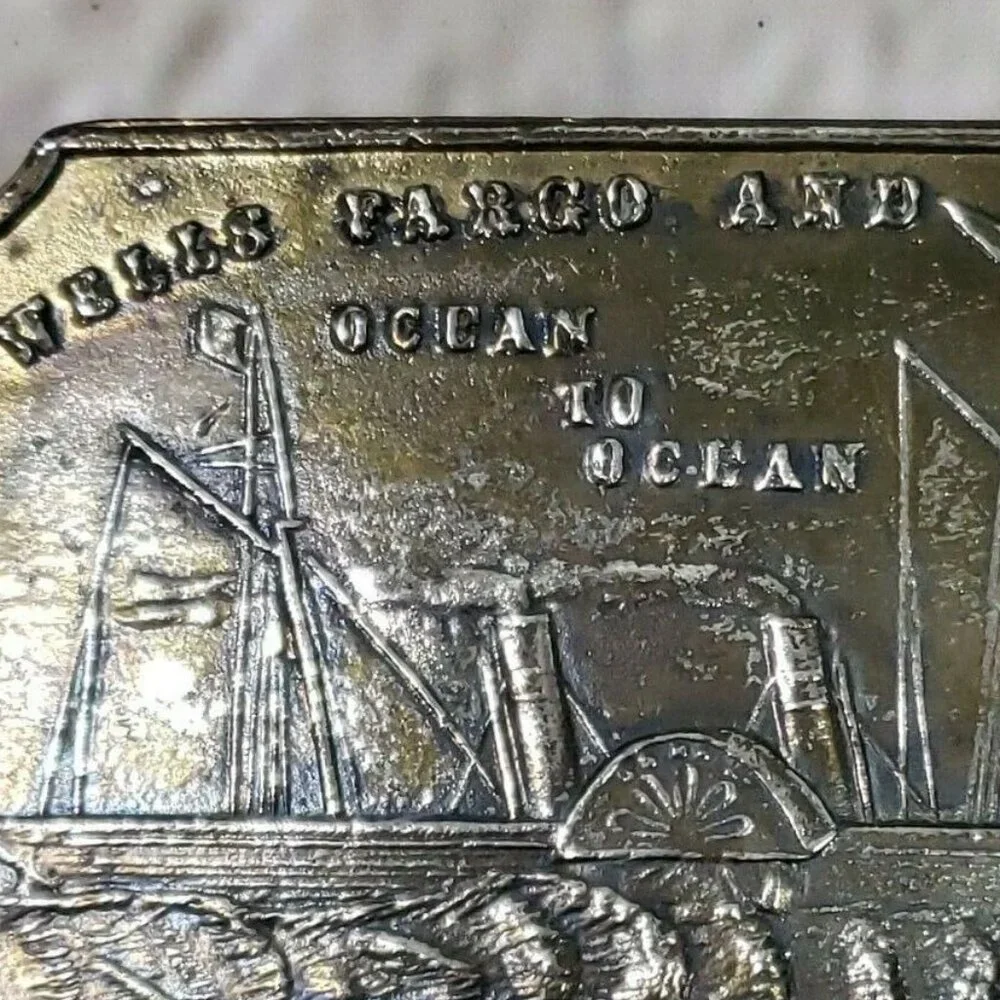 Vintage Wells‎ Fargo Sailing Ship Brass Belt Buckle Collectible